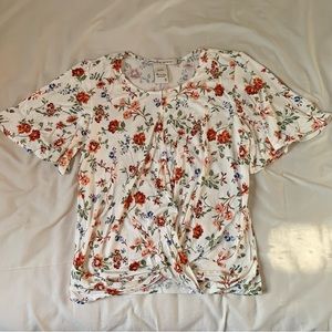 American Rag Floral Wrap Front Shirt/Top